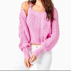 Lilly Pulitzer Zabrina Sweater SET Top + Cardigan Pearl Lilac Rose